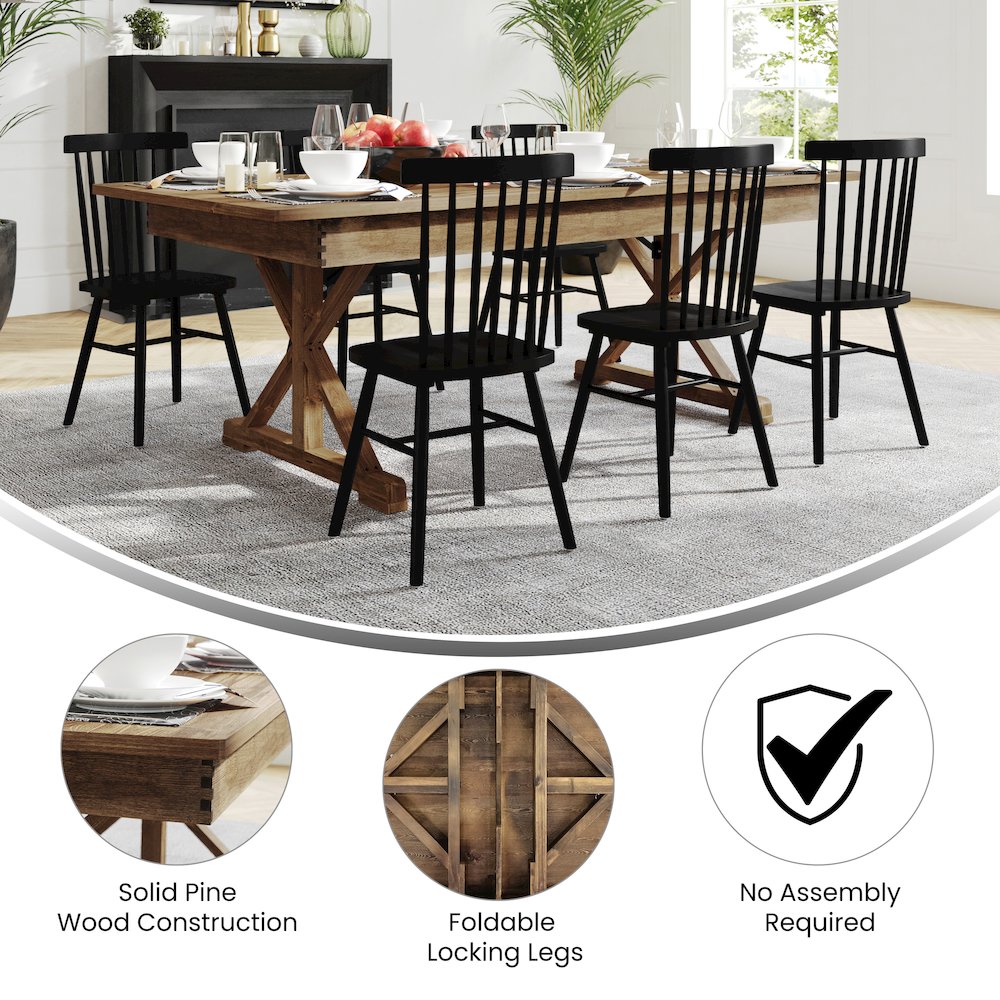 7′ x 40″ Farm Style Dining Table with X-Legs for Commercial and Residential Use