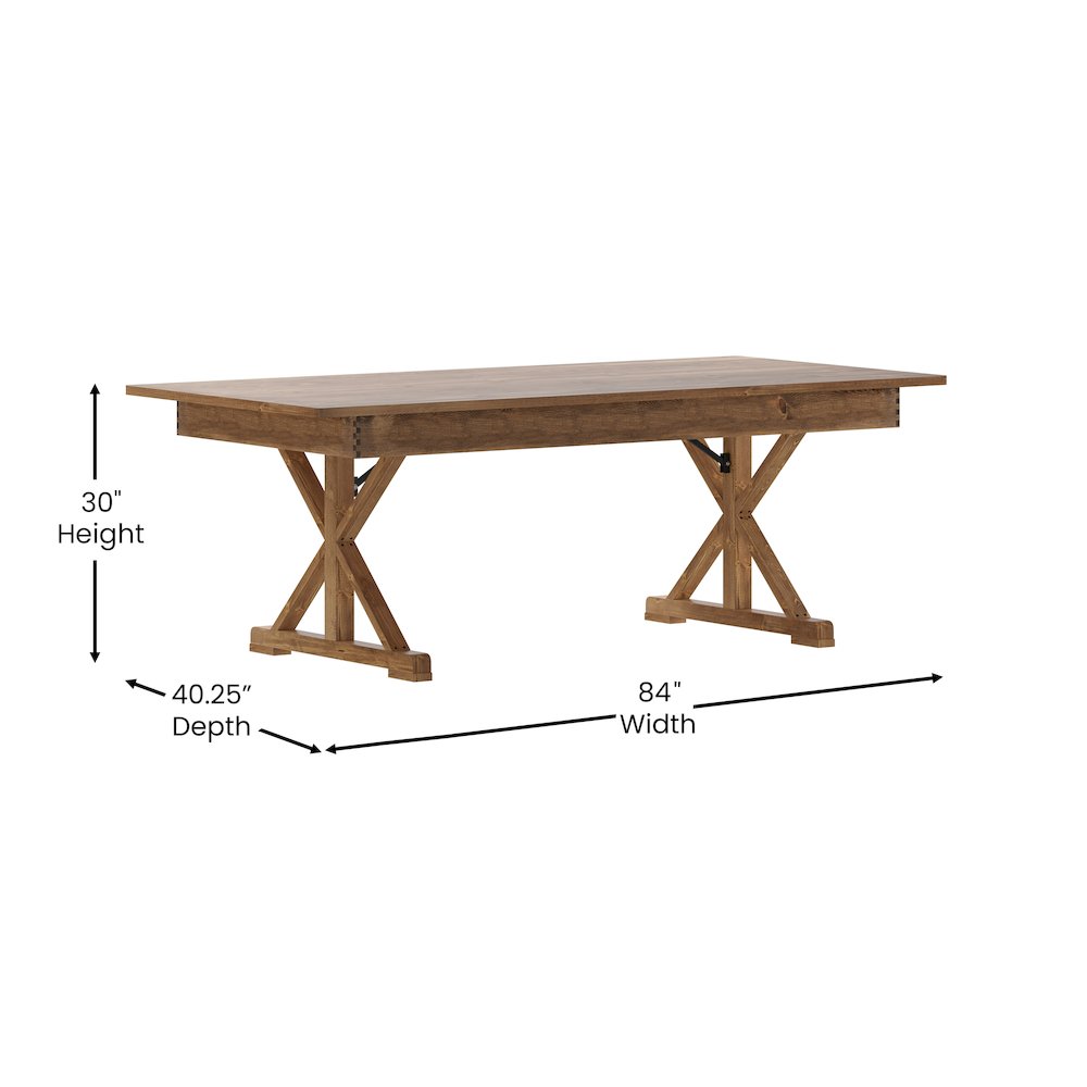 7′ x 40″ Farm Style Dining Table with X-Legs for Commercial and Residential Use