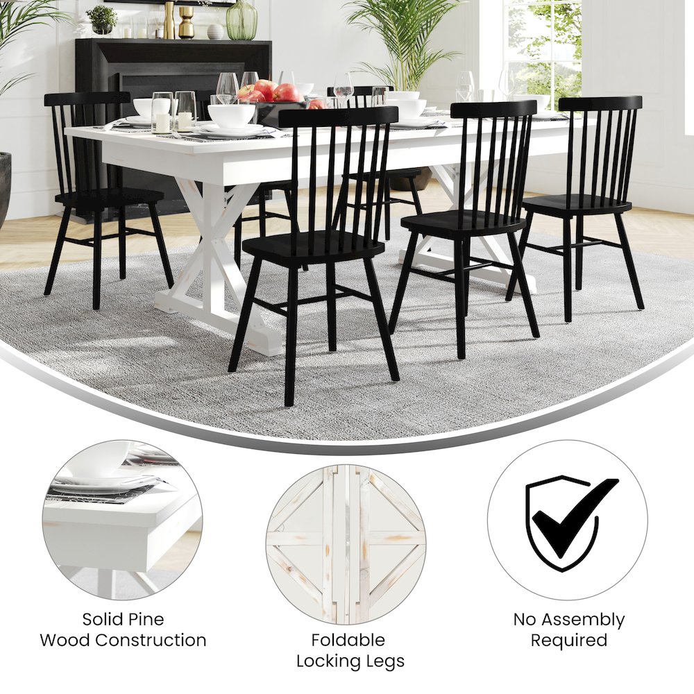 7′ x 40″ Farm Style Dining Table with X-Legs for Commercial and Residential Use