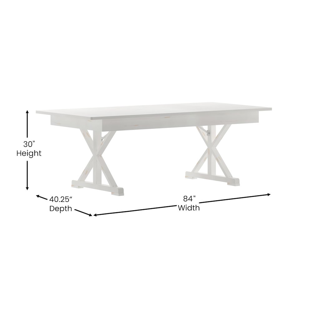 7′ x 40″ Farm Style Dining Table with X-Legs for Commercial and Residential Use