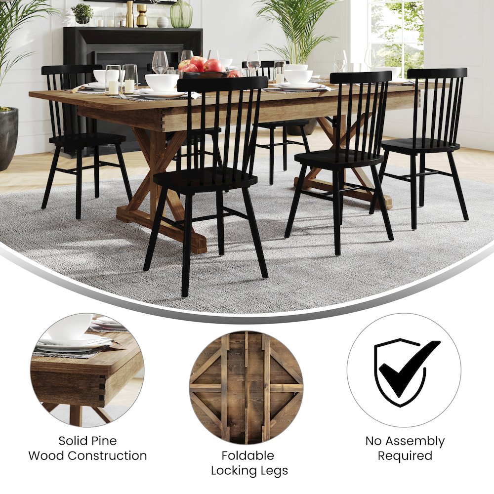 8′ x 40″ Farm Style Dining Table with X-Legs for Commercial and Residential Use