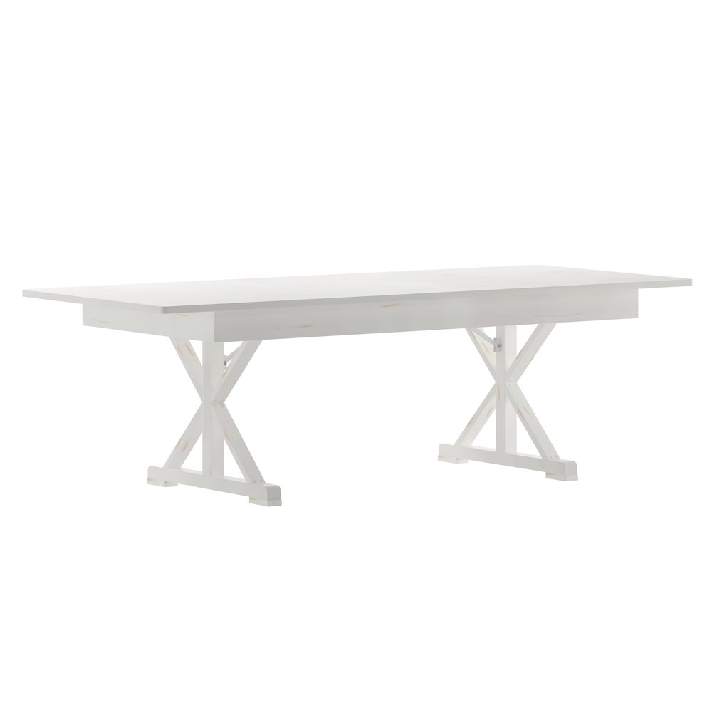 8′ x 40″ Farm Style Dining Table with X-Legs for Commercial and Residential Use