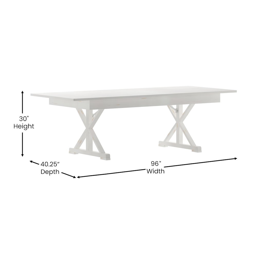 8′ x 40″ Farm Style Dining Table with X-Legs for Commercial and Residential Use