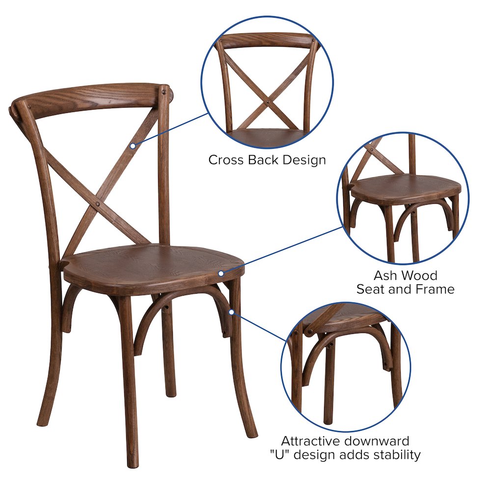 46″ x 30″ Antique Rustic Farm Table Set with 4 Cross Back Chairs and Cushions