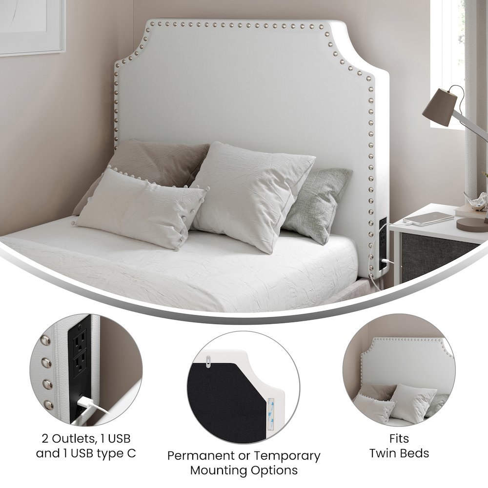 Twin Headboard with Two Power Outlets