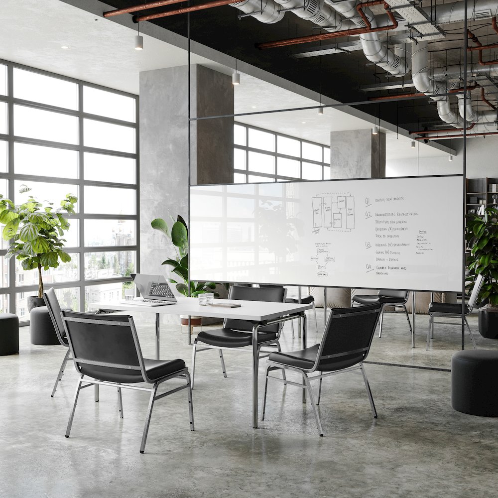 HERCULES Big & Tall 1000 lb. Rated Black Vinyl Stack Chair