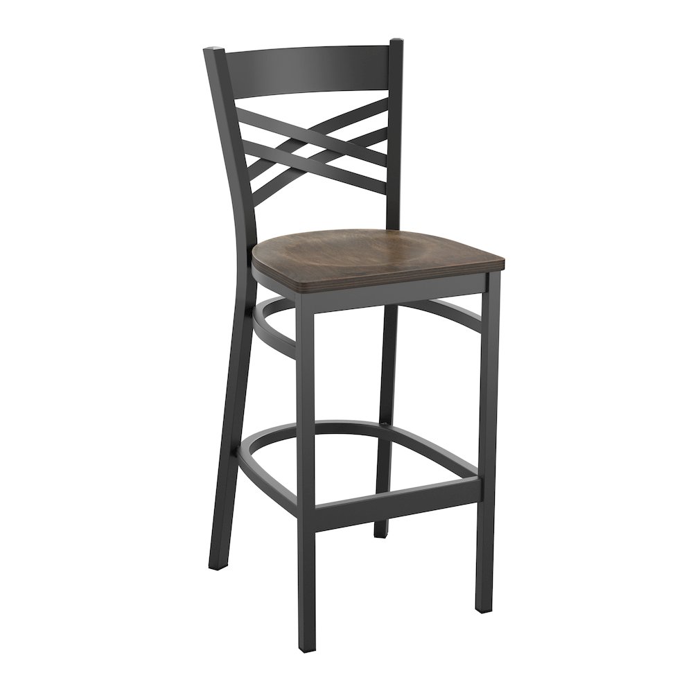 Back Metal Restaurant Barstool – Antique Copper Wood Seat