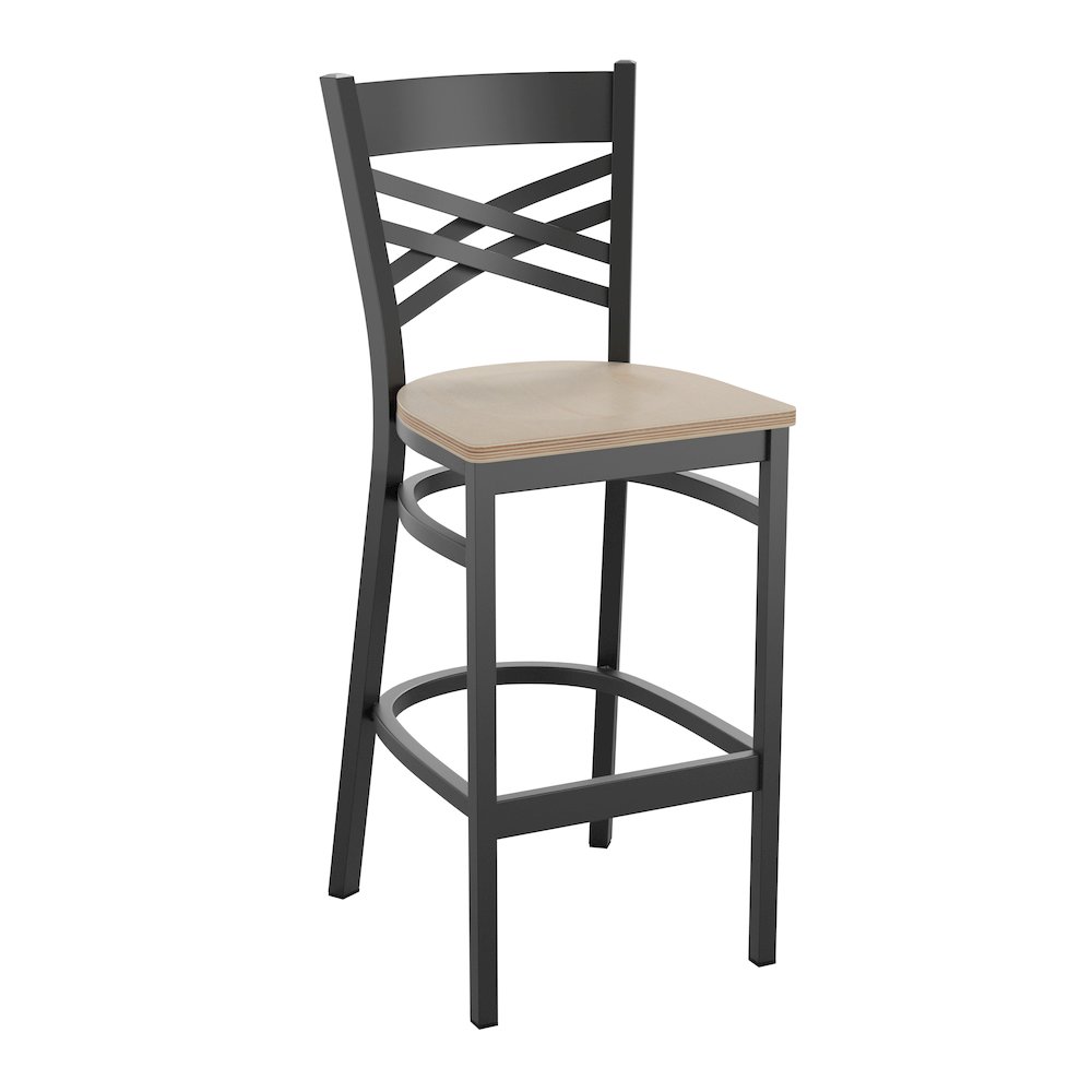 Back Metal Restaurant Barstool – Antique White Wood Seat