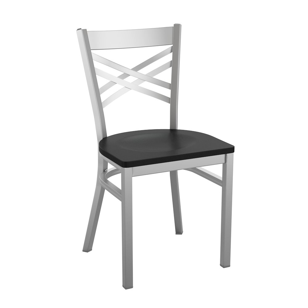 ‘X” Back Metal Restaurant Chair – Black Wood Seat