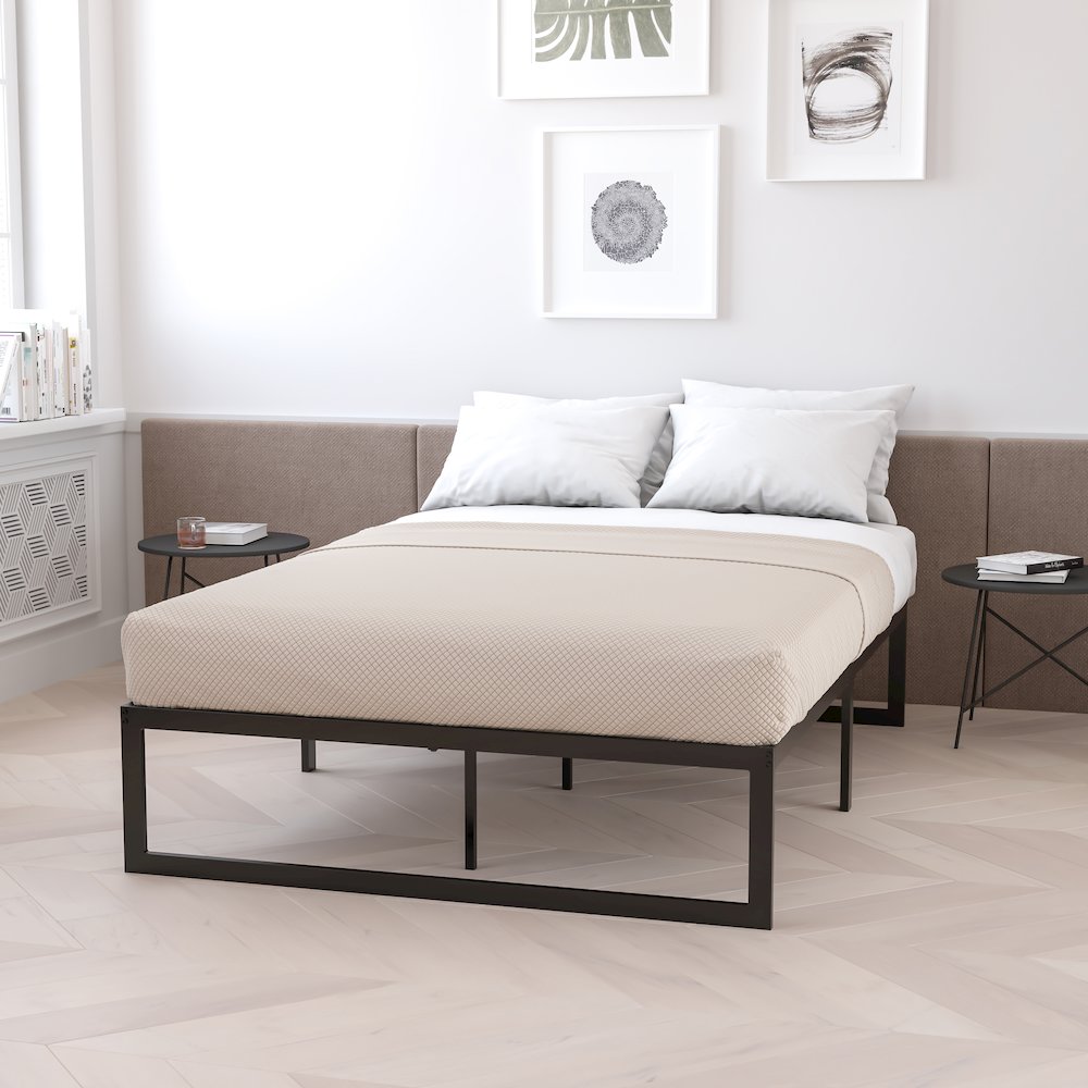 14 in Metal Platform Bed Frame in a Box (No Box Spring Required) – Queen