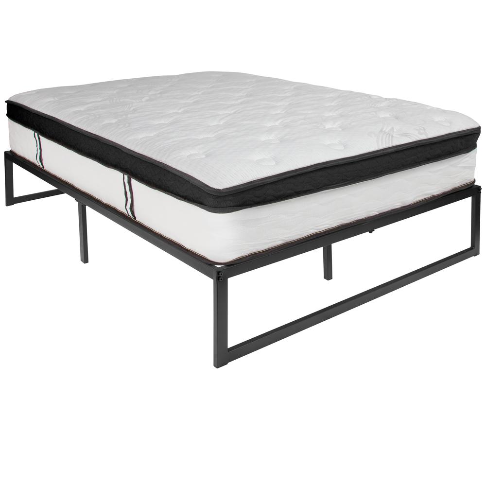 14 in Metal Platform Bed Frame with 12 in Memory Foam Mattress – Full
