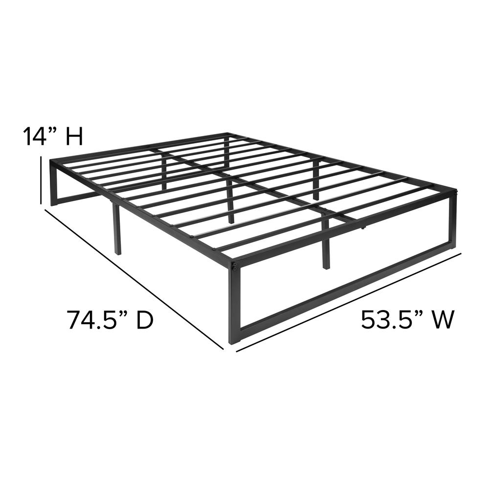 14 in Metal Platform Bed Frame with 12 in Memory Foam Mattress – Full