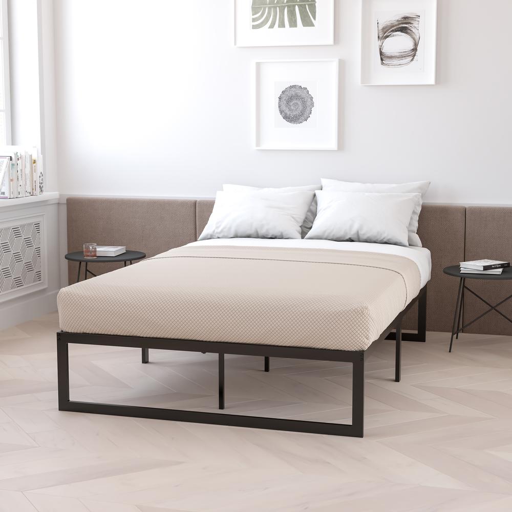 14 in Metal Platform Bed Frame with 12 in Memory Foam Mattress – Full