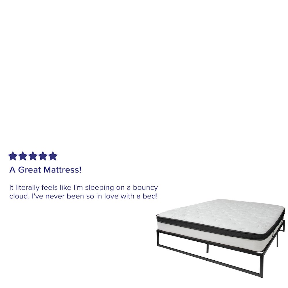 14 in Metal Platform Bed Frame with 12 in Memory Foam Mattress – King
