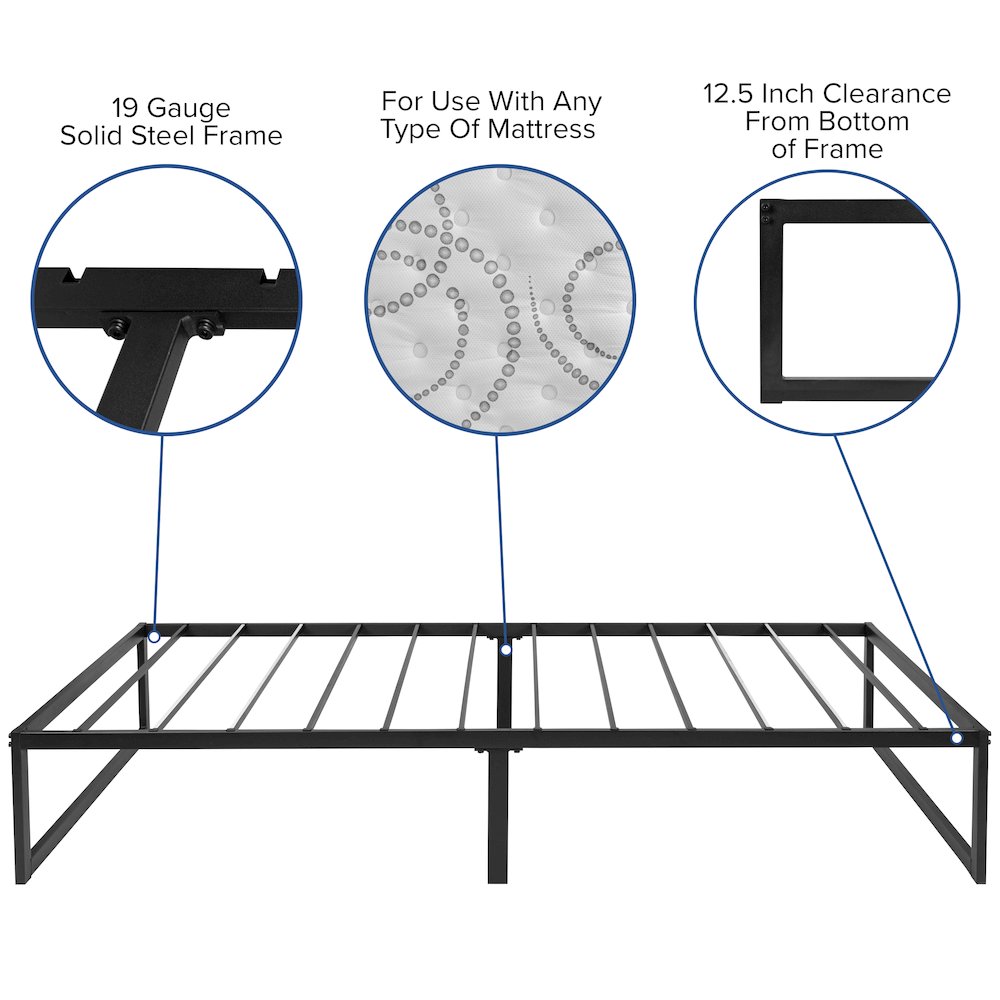 14 in Metal Platform Bed Frame – (Twin)