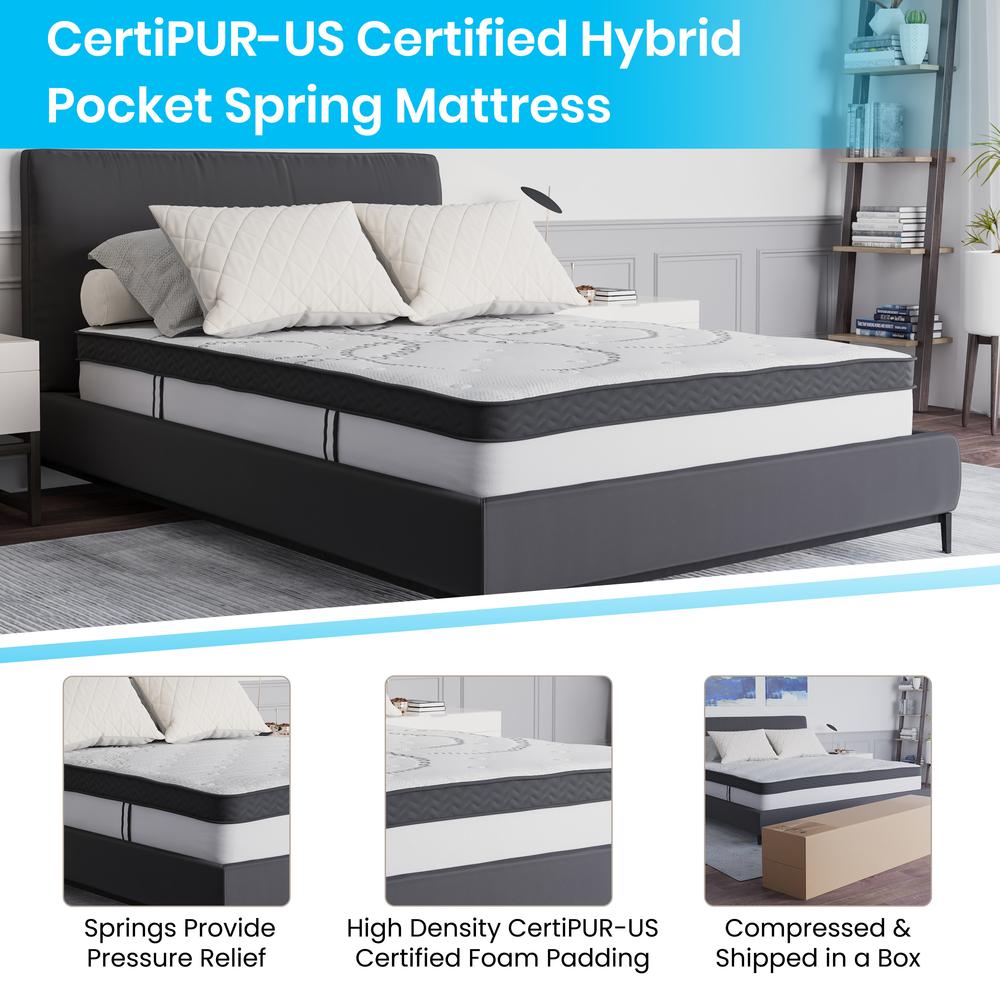 14 in Metal Platform Bed Frame and 2 in Cool Gel Memory Foam Topper – Full