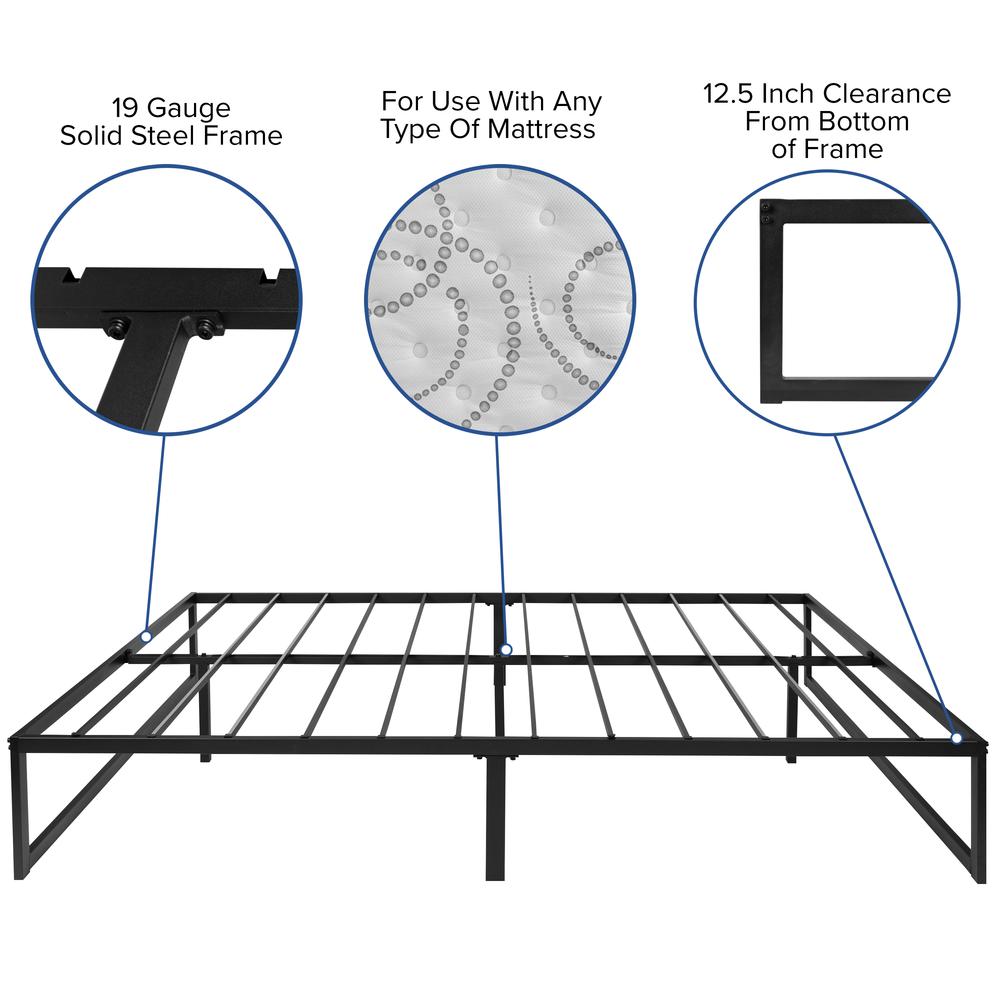 14 in Metal Platform Bed Frame and 2 in Cool Gel Memory Foam Topper – Queen