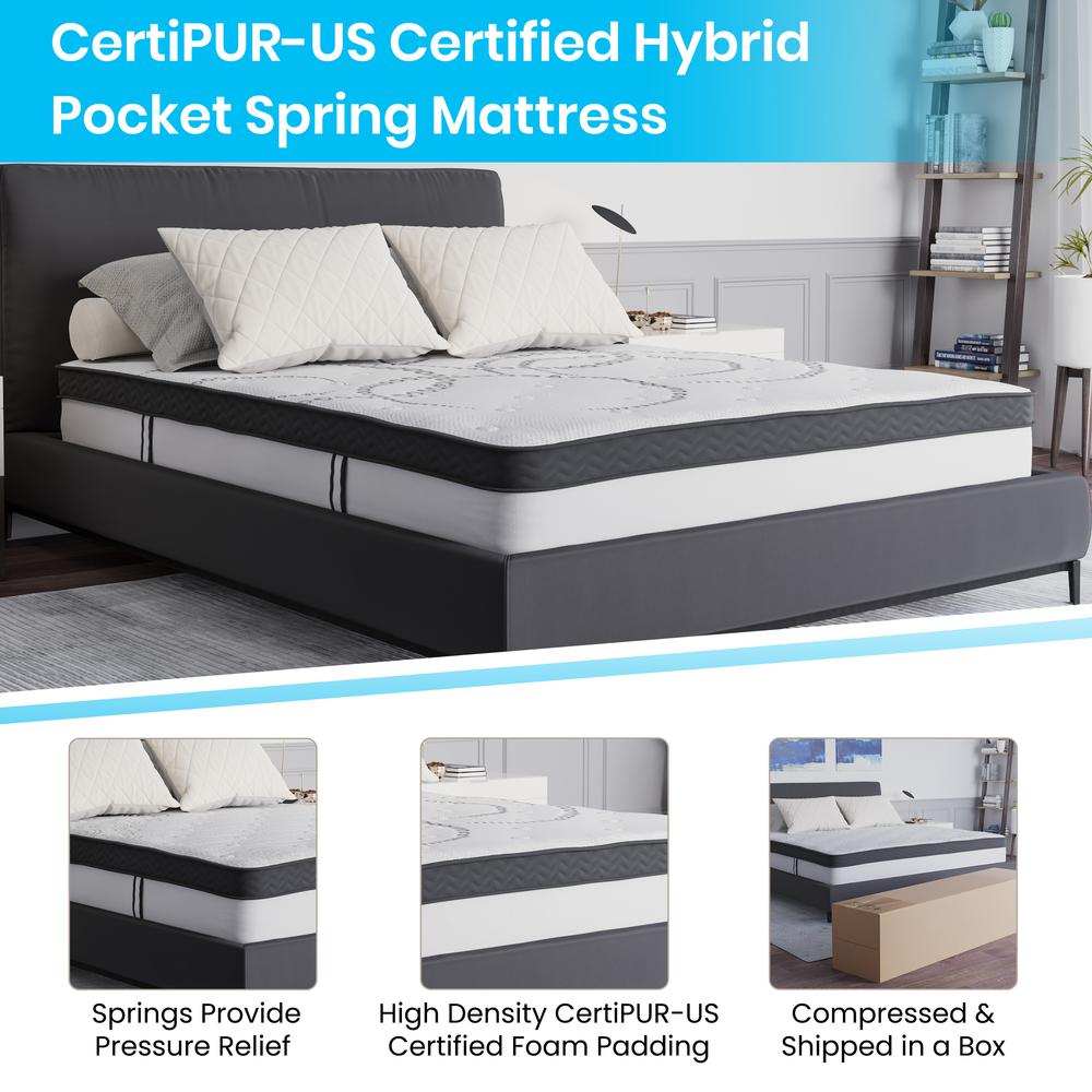 14 in Metal Platform Bed Frame and 2 in Cool Gel Memory Foam Topper – Queen
