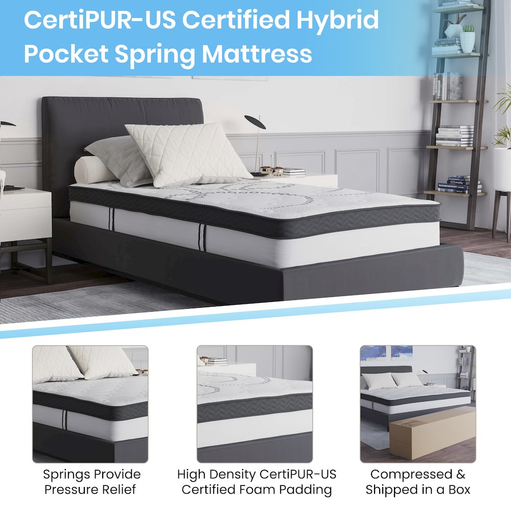 14 in Metal Platform Bed Frame and 2 in Cool Gel Memory Foam Topper – Twin