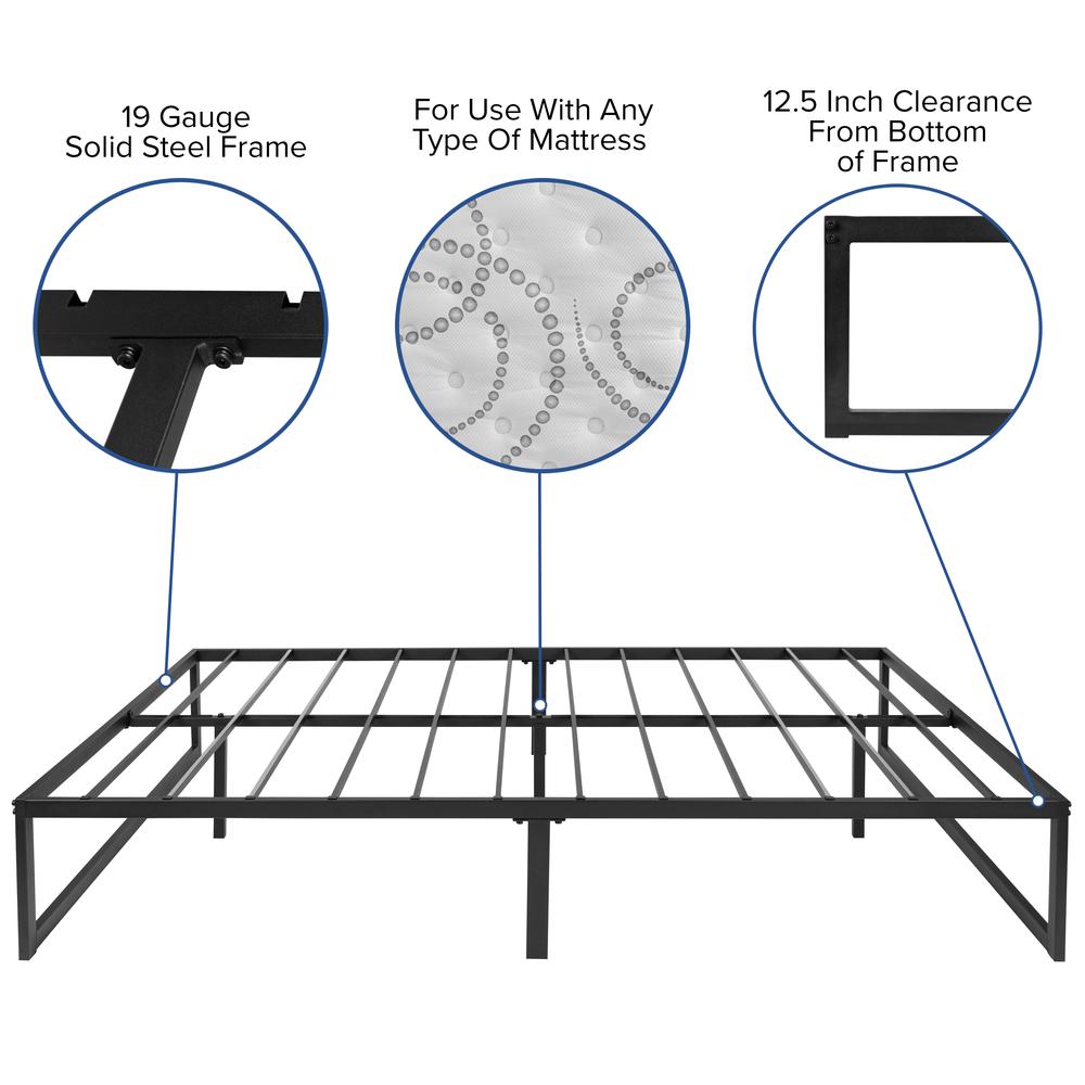 14 in Metal Platform Bed Frame and 3 in Cool Gel Memory Foam Topper – Full