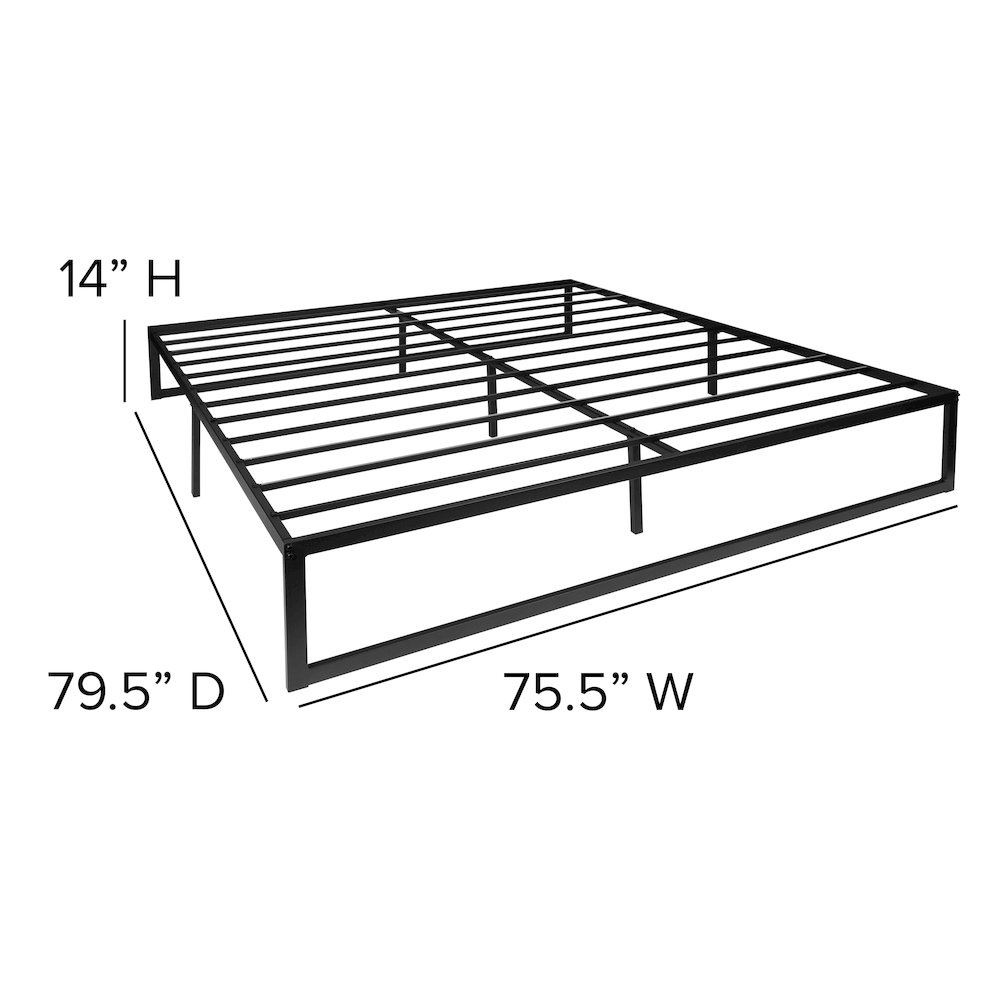 14 in Metal Platform Bed Frame with 12 in Mattress – King