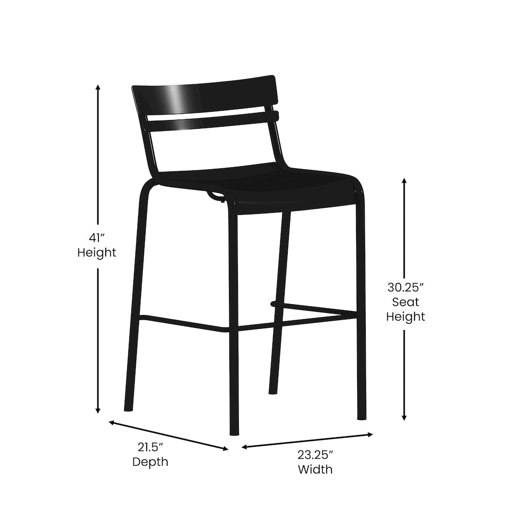 Modern Armless Commercial Grade Indoor/Outdoor Steel Stacking Bar Stool