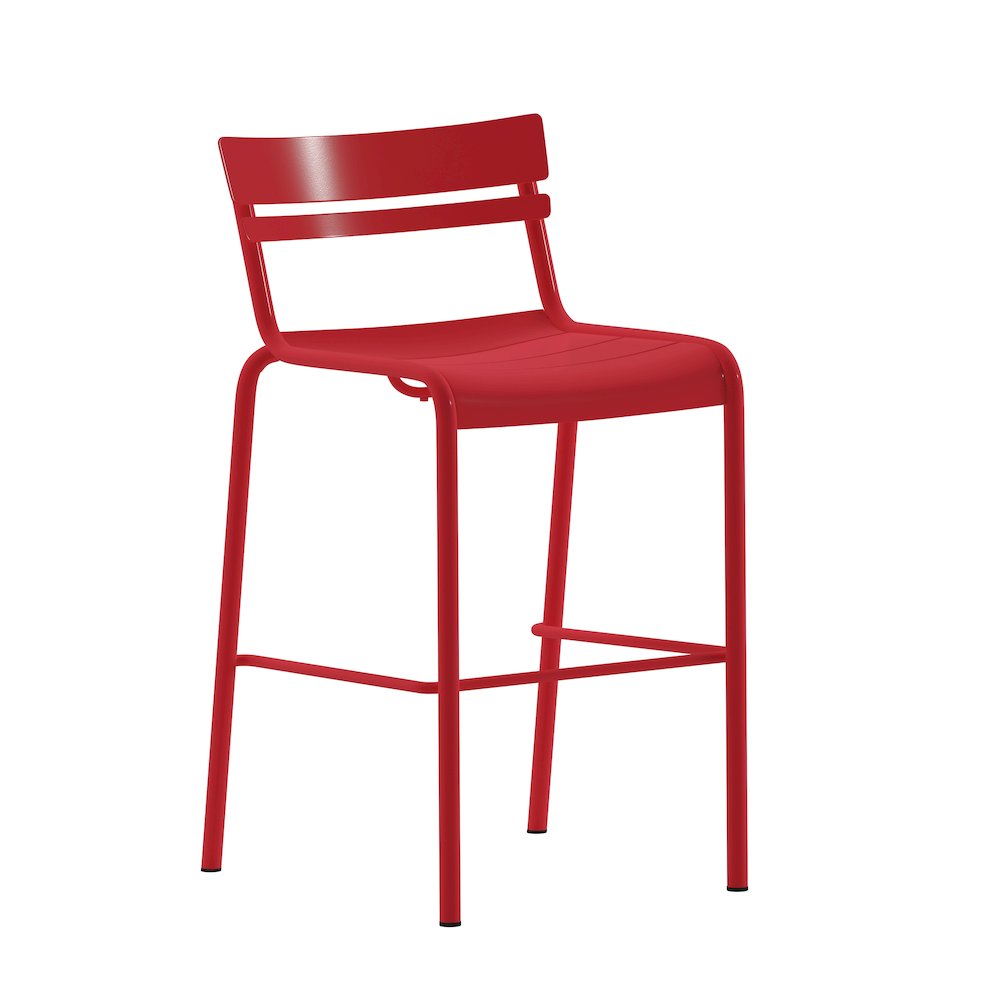 Modern Armless Commercial Grade Indoor/Outdoor Steel Stacking Bar Stool