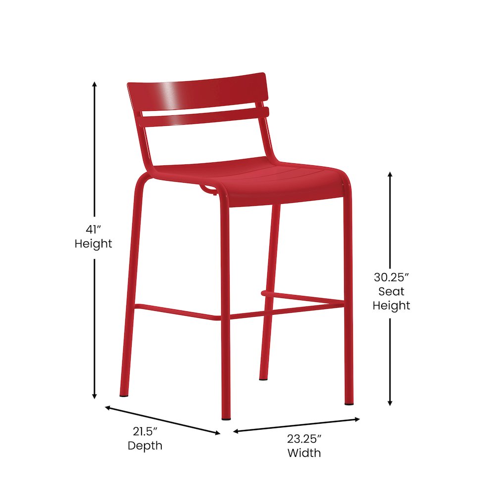 Modern Armless Commercial Grade Indoor/Outdoor Steel Stacking Bar Stool