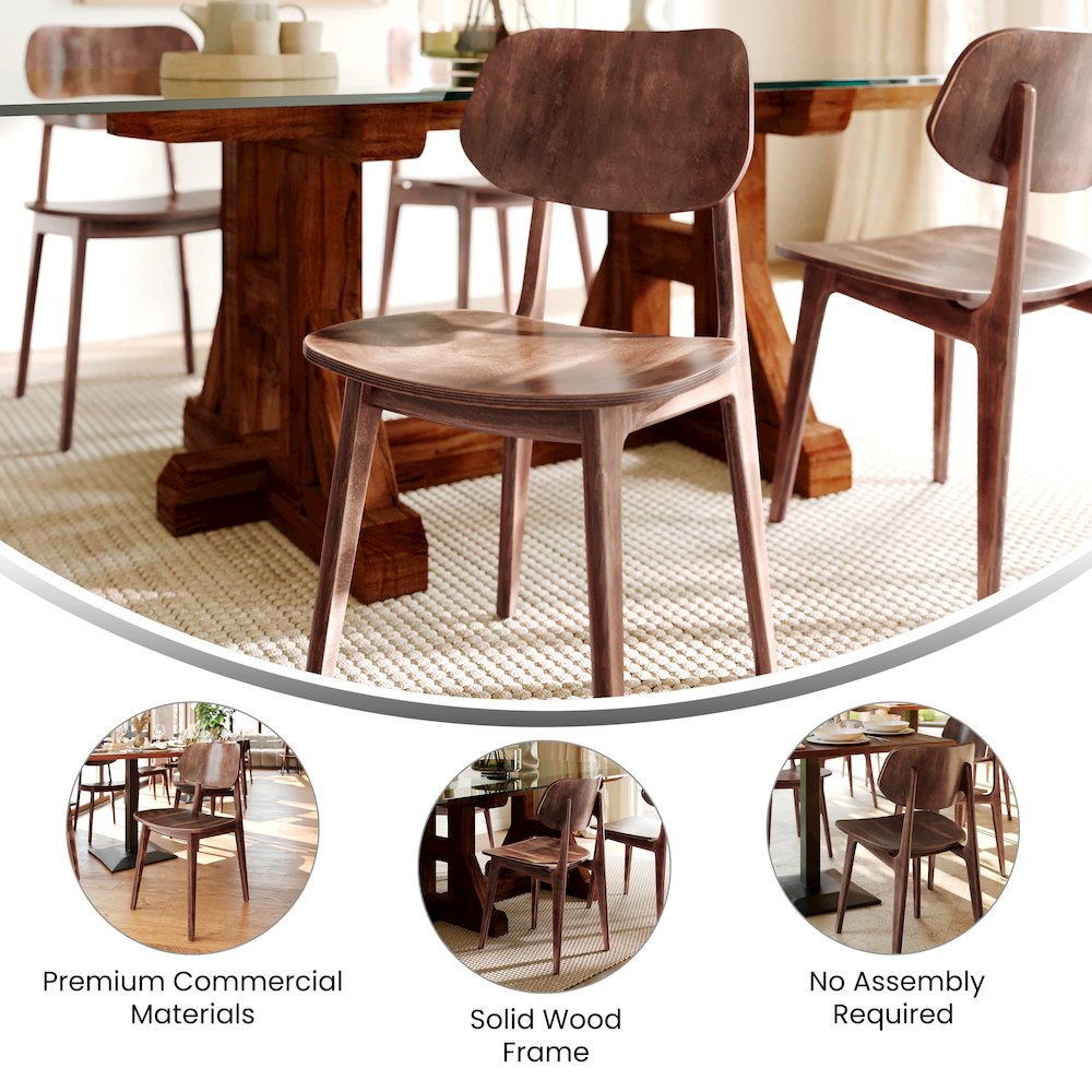 Verona Solid Wood Dining Chair with Curved Oval Backrest in Antique Copper