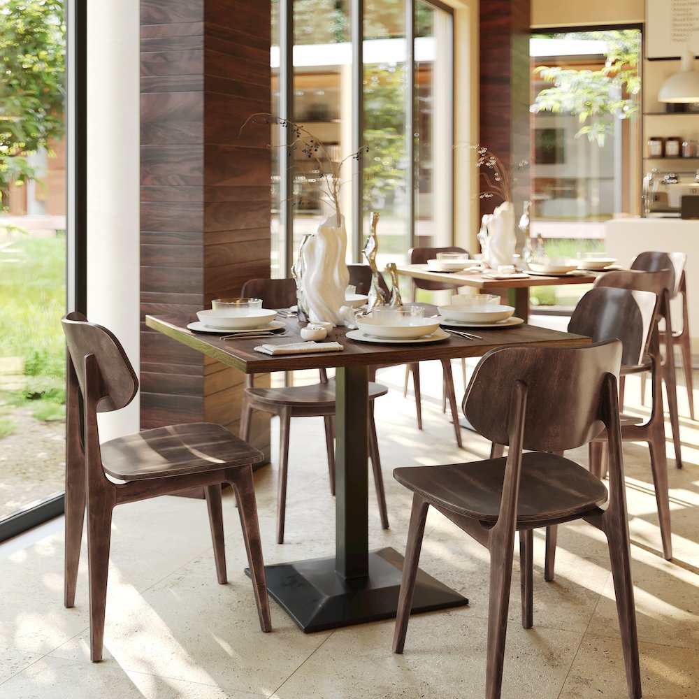 Verona Solid Wood Dining Chair with Curved Oval Backrest in Antique Copper