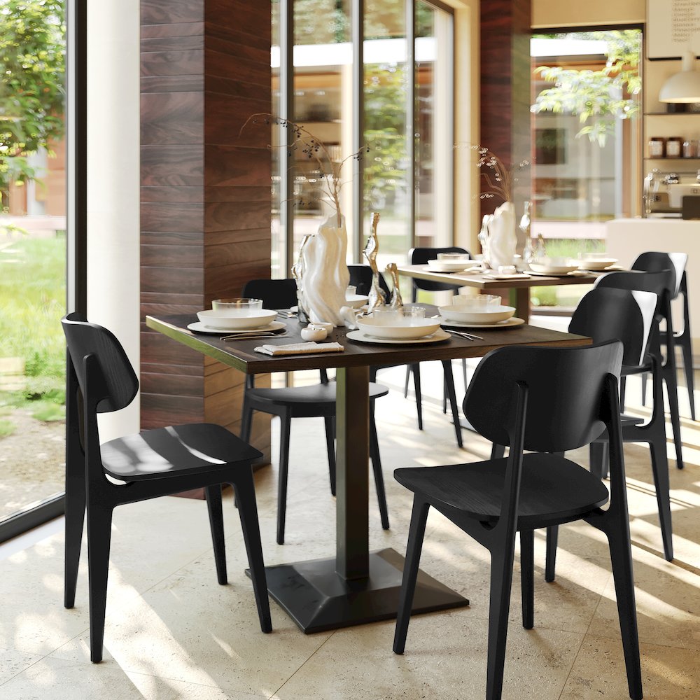 Verona Solid Wood Dining Chair with Curved Oval Backrest in Black