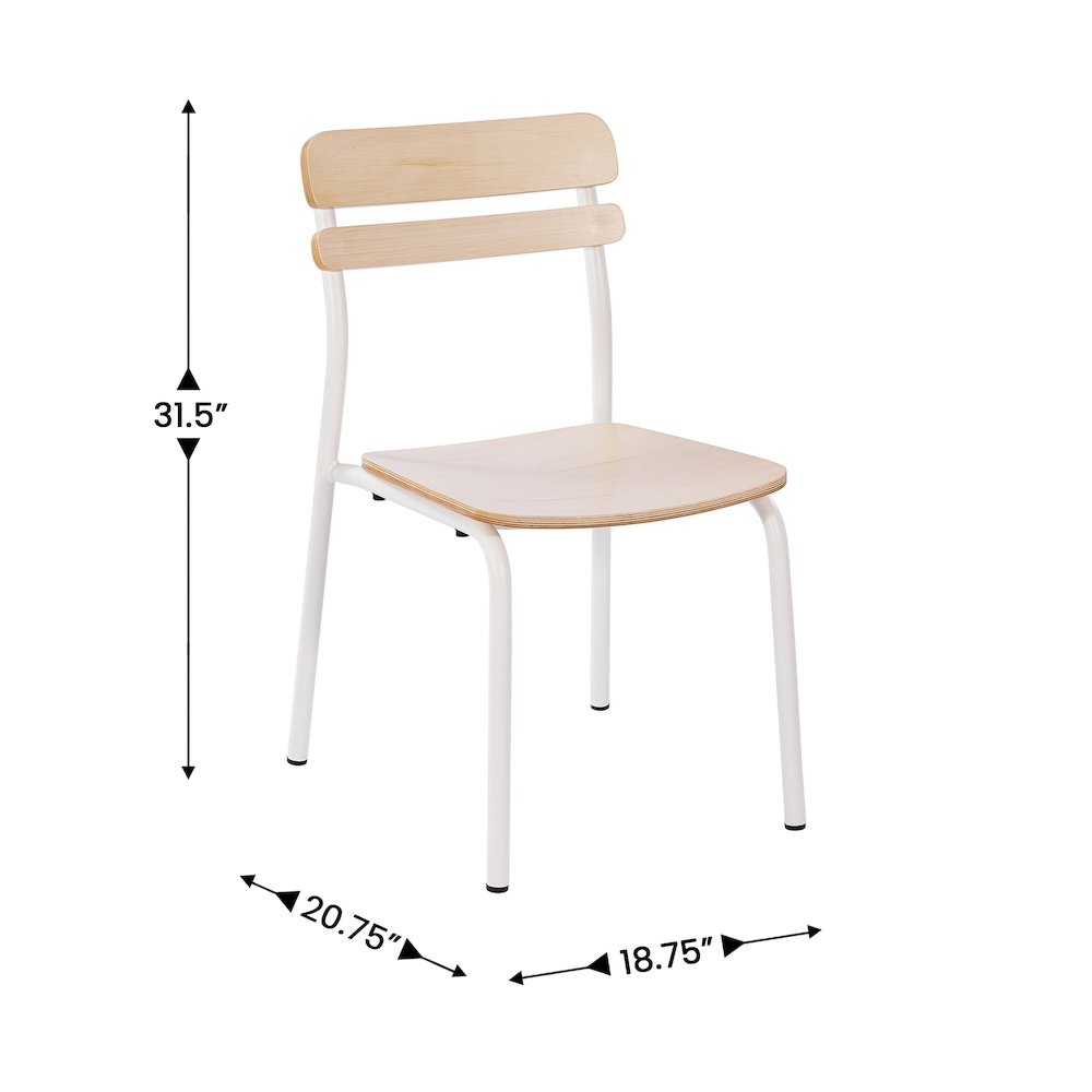Cyprus Solid Wood Dining Chair with White Metal Frame and Antique White Finish