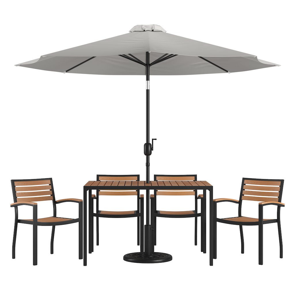 7 Piece Table Set with 4 Stackable Chairs