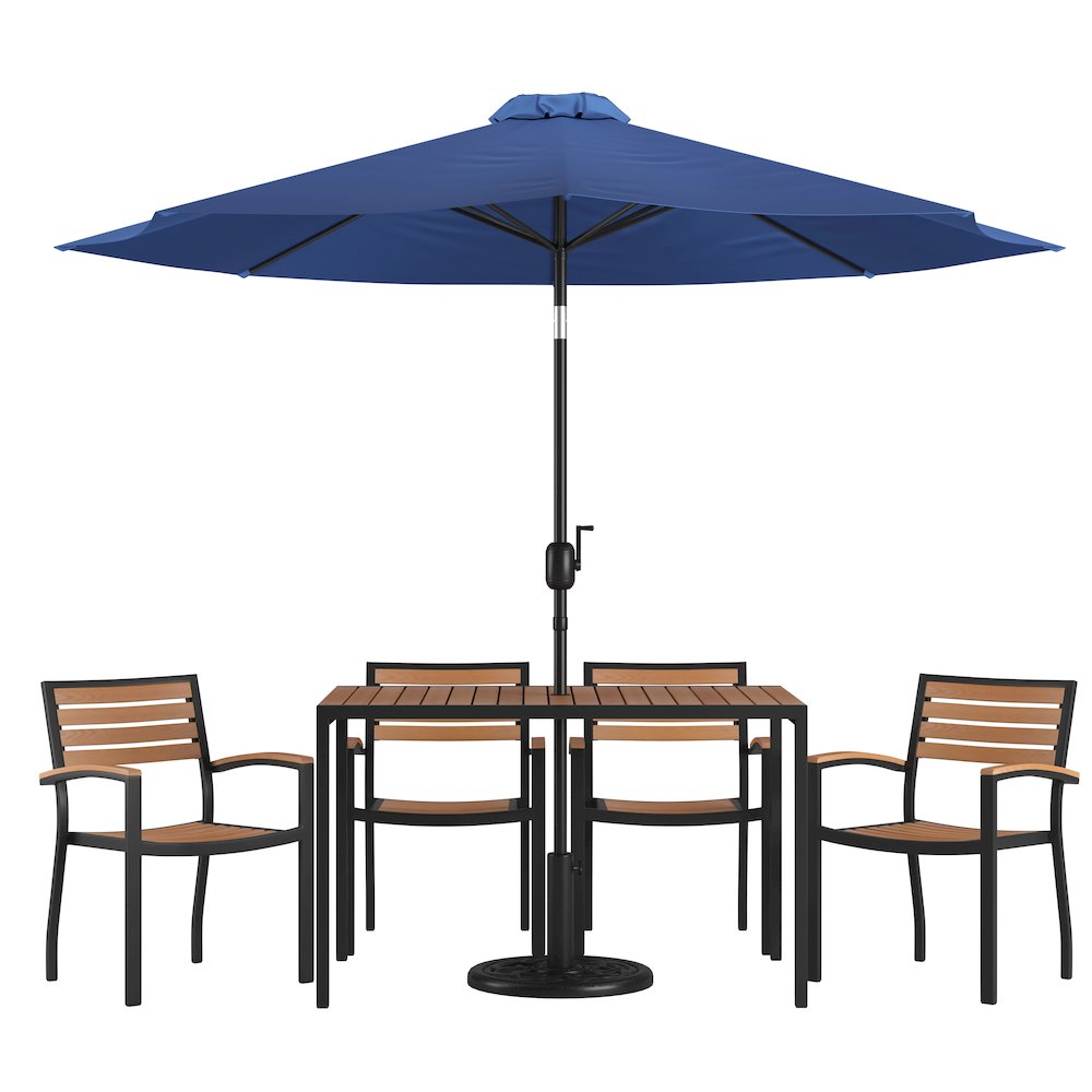 7 Piece Table Set with 4 Stackable Chairs