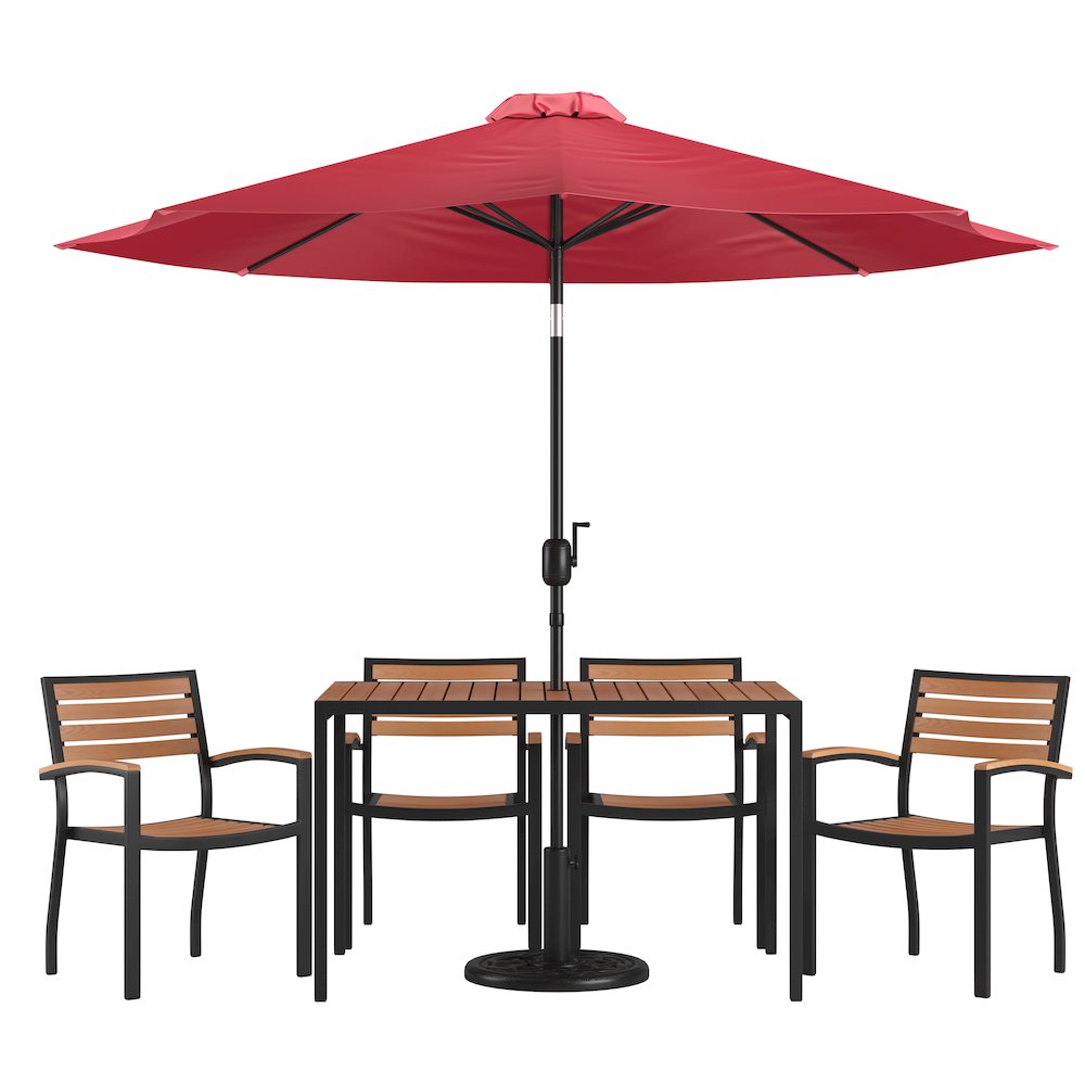 7 Piece Table Set with 4 Stackable Chairs