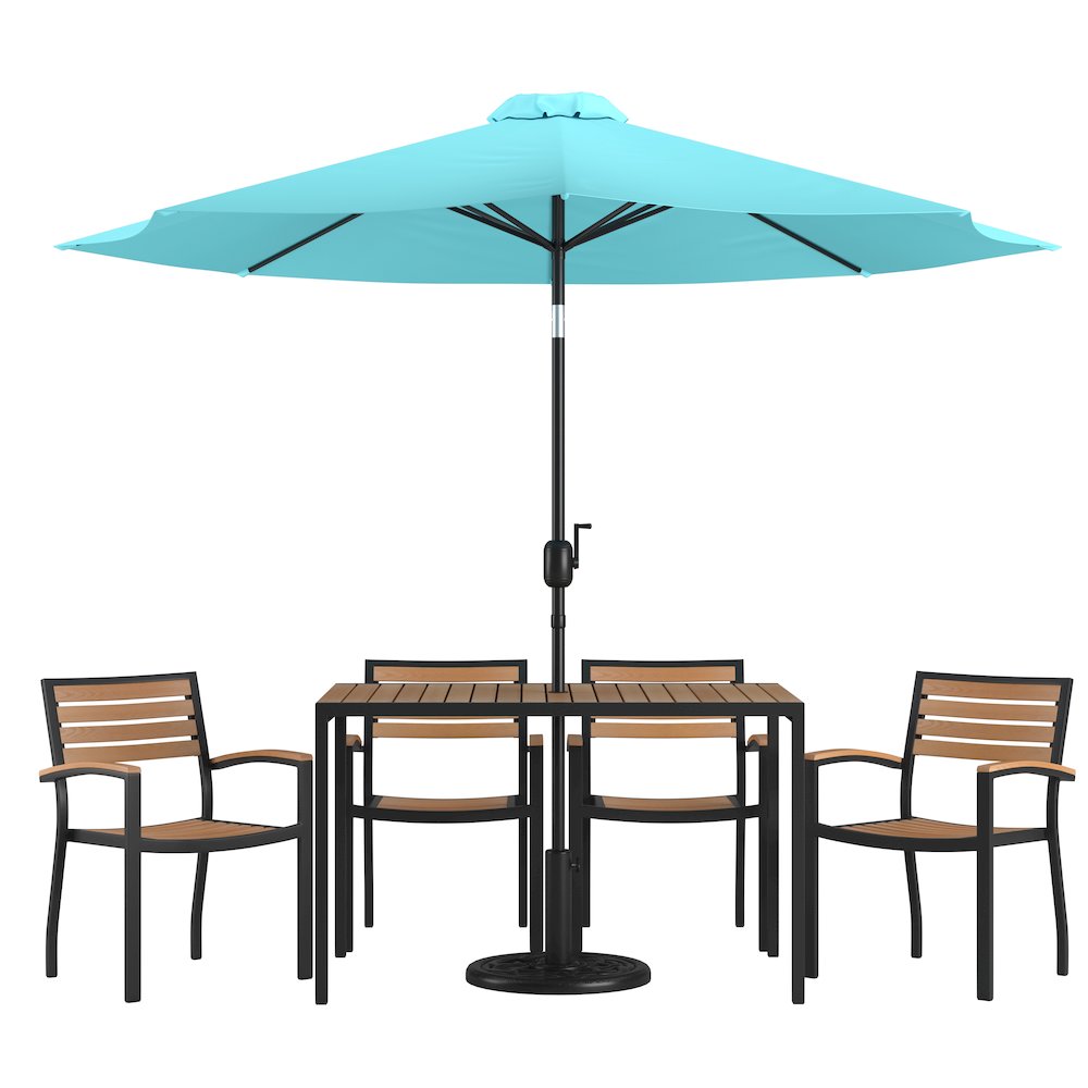 7 Piece Table Set with 4 Stackable Chairs