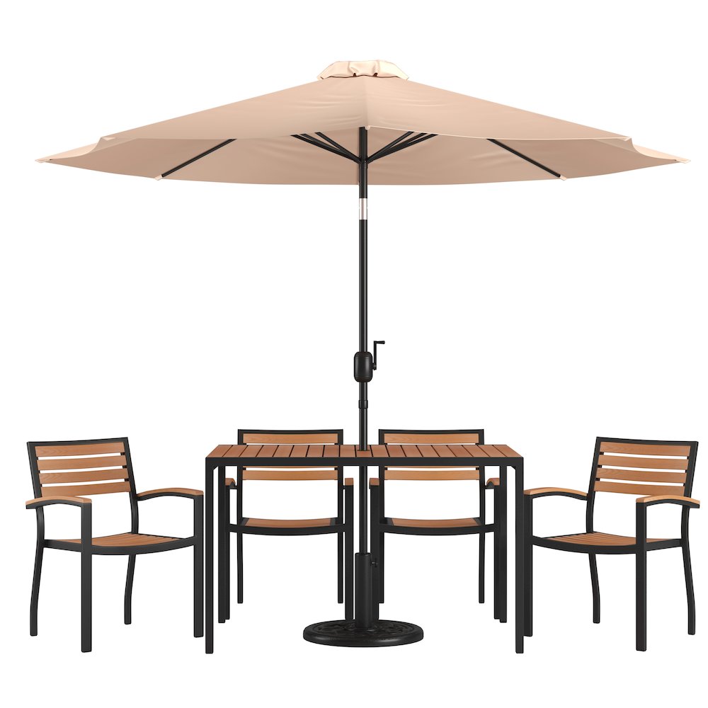 7 Piece Table Set with 4 Stackable Chairs