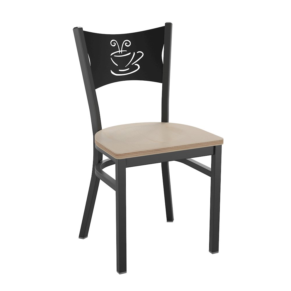 Black Coffee Back Metal Restaurant Chair – Antique White Wood Seat