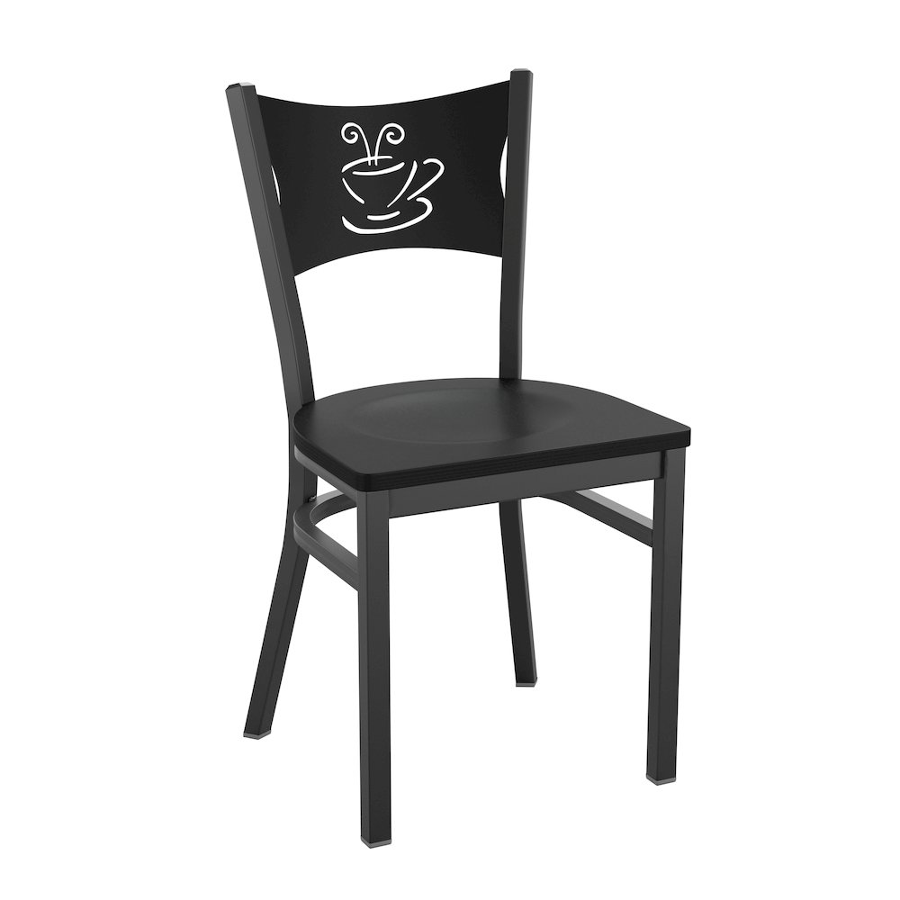 HERCULES Series Black Coffee Back Metal Restaurant Chair – Black Wood Seat