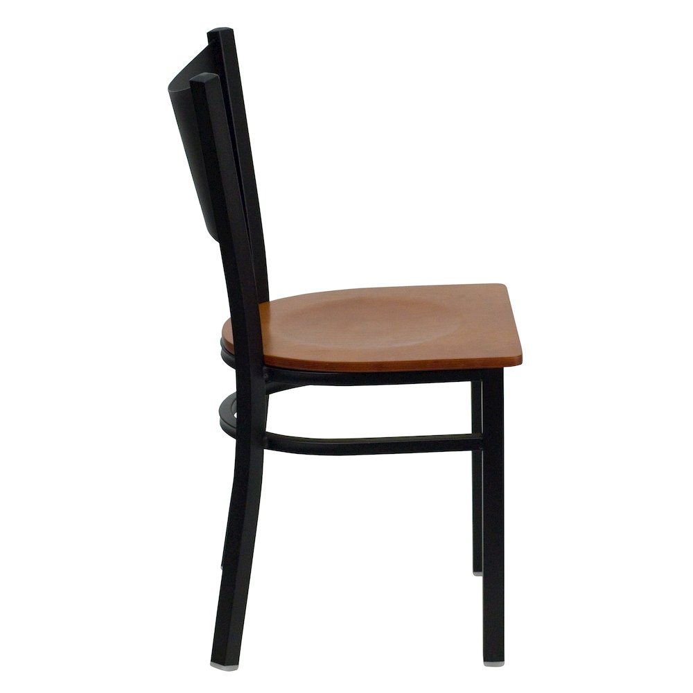 Black Coffee Back Metal Restaurant Chair – Cherry Wood Seat