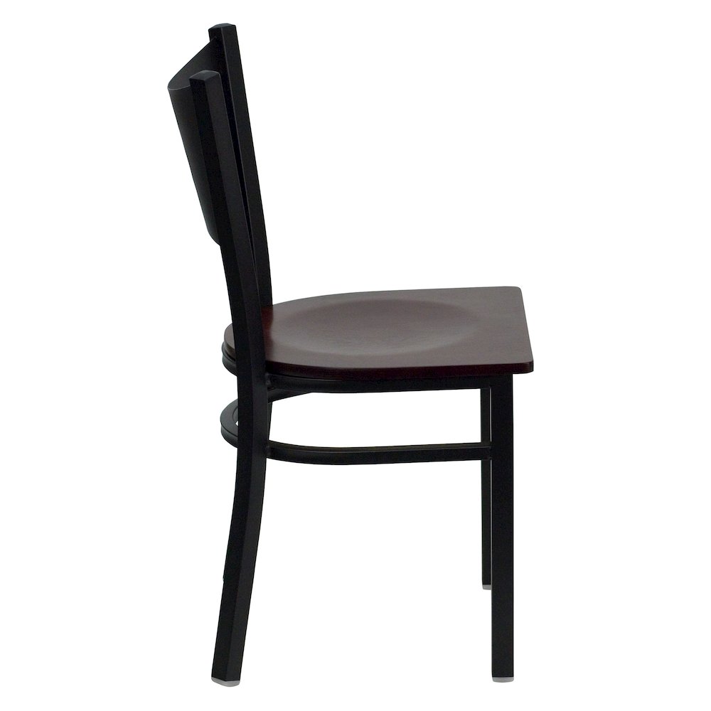 Black Coffee Back Metal Restaurant Chair – Mahogany Wood Seat