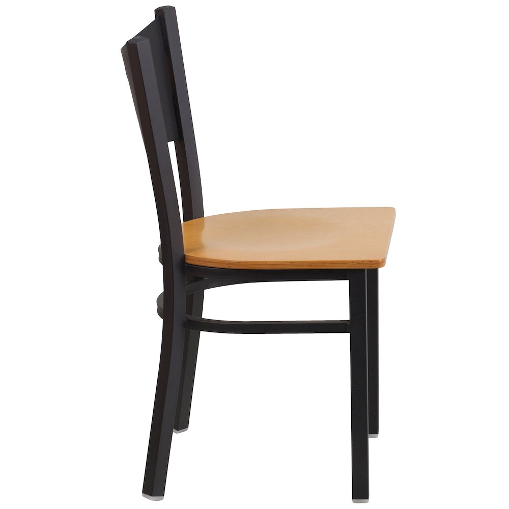 Black Coffee Back Metal Restaurant Chair – Natural Wood Seat