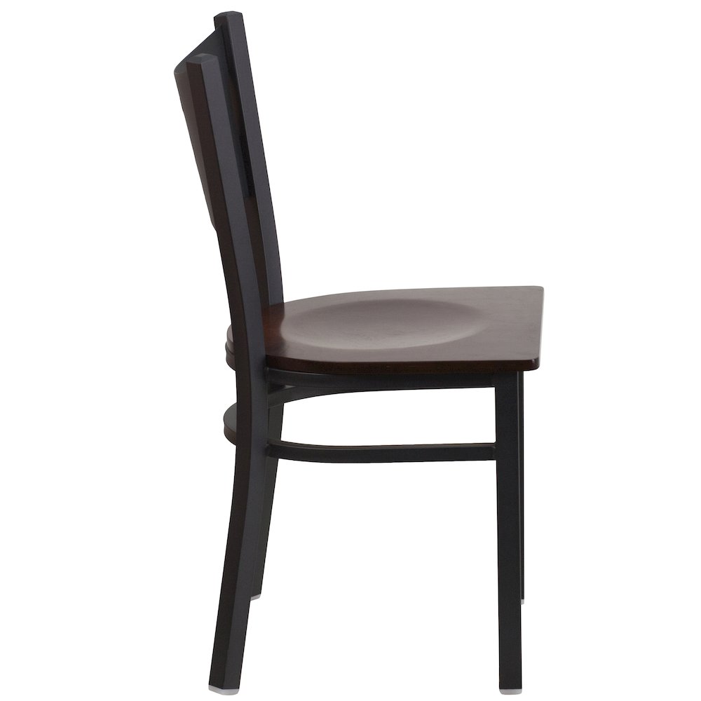 Black Coffee Back Metal Restaurant Chair – Walnut Wood Seat