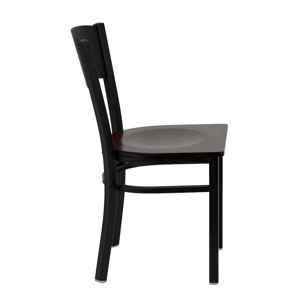 Black Circle Back Metal Restaurant Chair – Mahogany Wood Seat