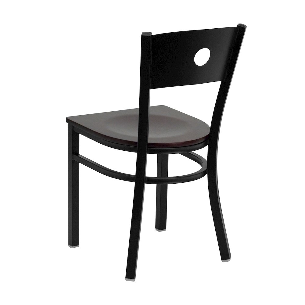 Black Circle Back Metal Restaurant Chair – Mahogany Wood Seat