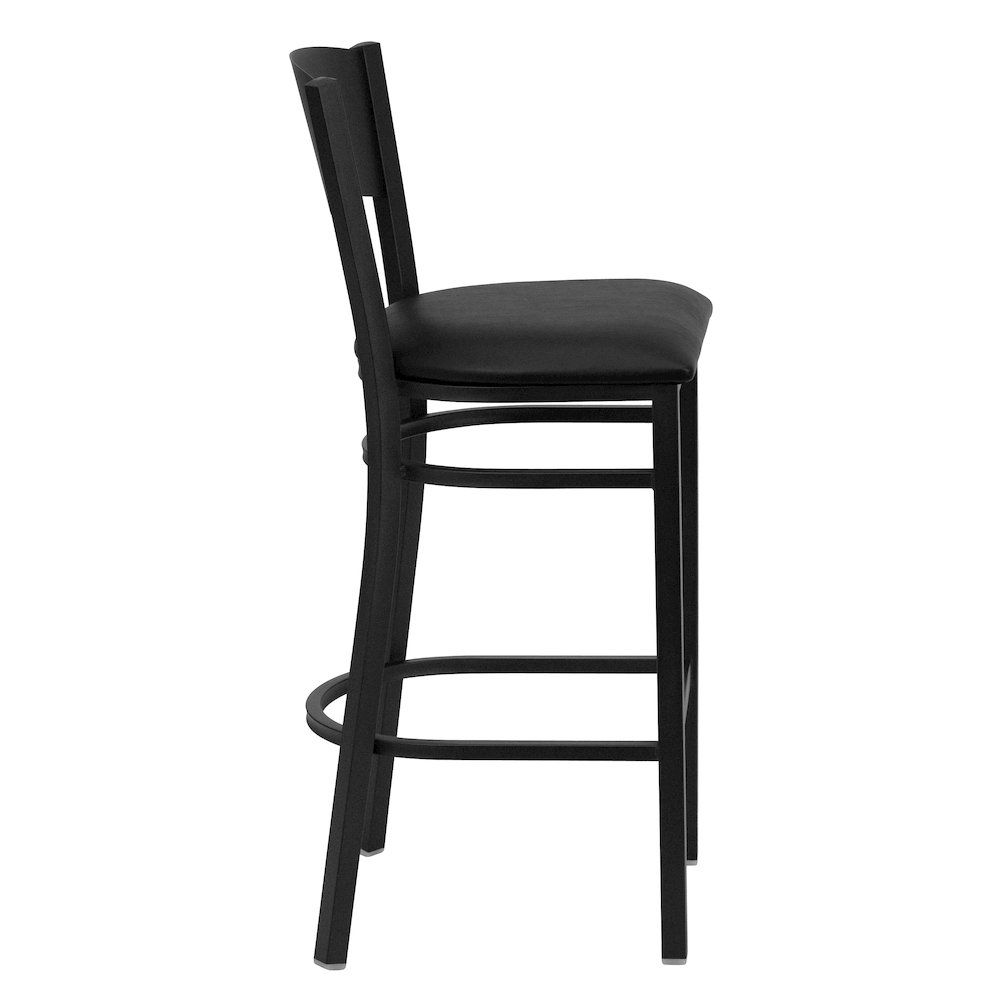 Black Circle Back Metal Restaurant Barstool – Black Vinyl Seat