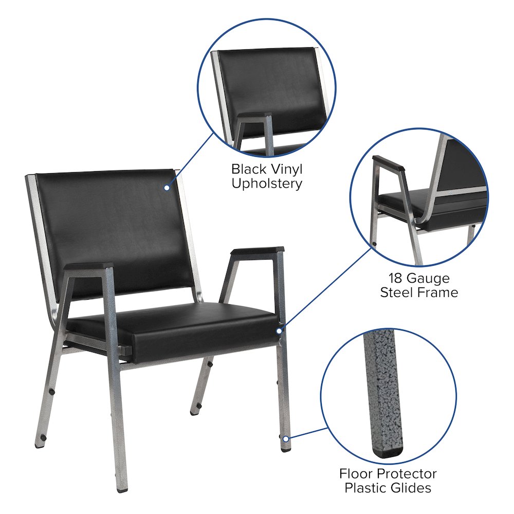 1000 lb. Rated Black Antimicrobial Vinyl Bariatric Medical Reception Arm Chair