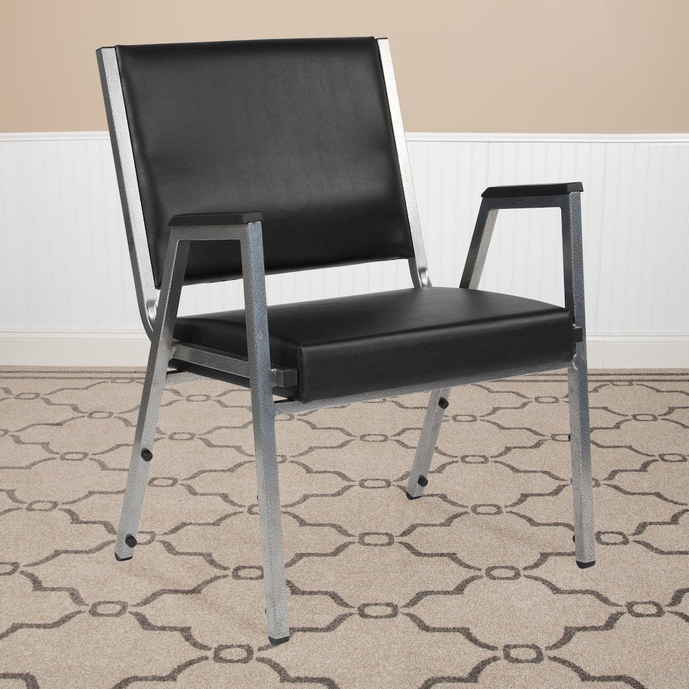 1000 lb. Rated Black Antimicrobial Vinyl Bariatric Medical Reception Arm Chair