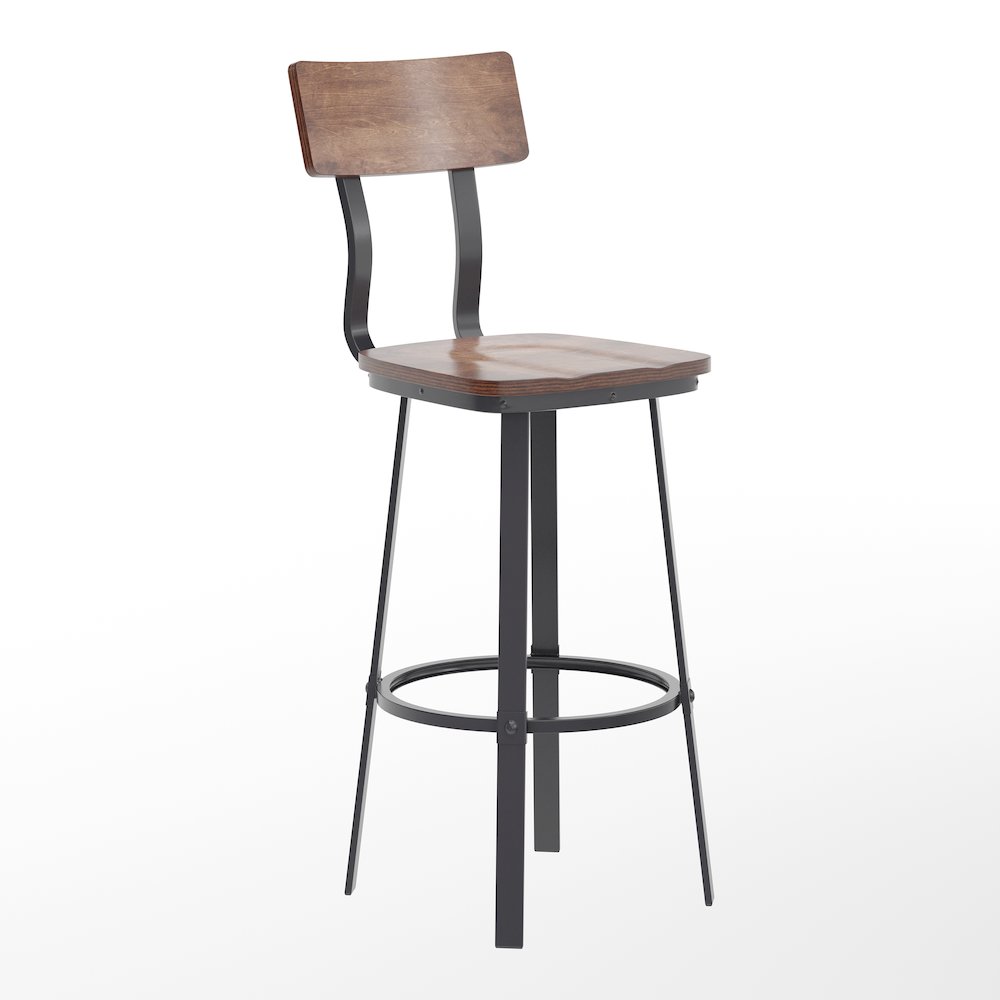 Antique Copper Restaurant Barstool with Wood Seat & Back/Gray Powder Coat Frame