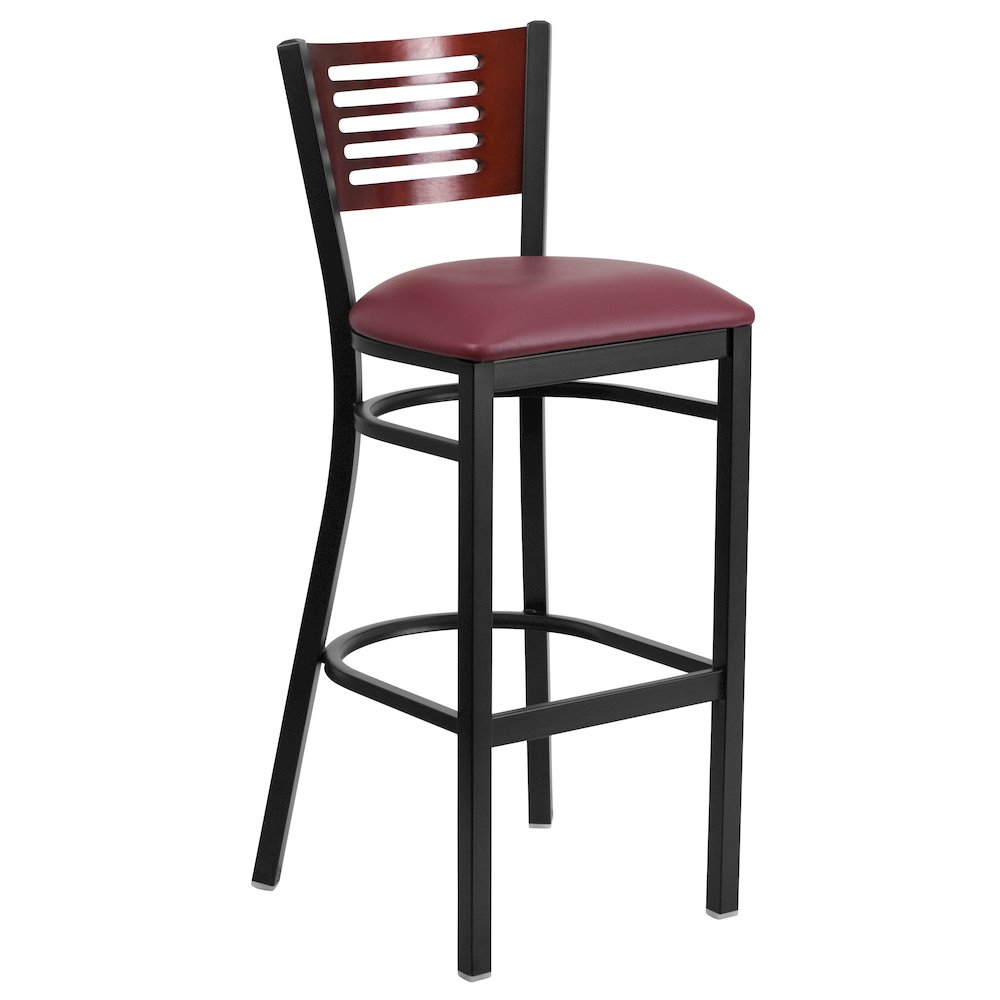 Back Metal Restaurant Barstool – Mahogany Wood Back